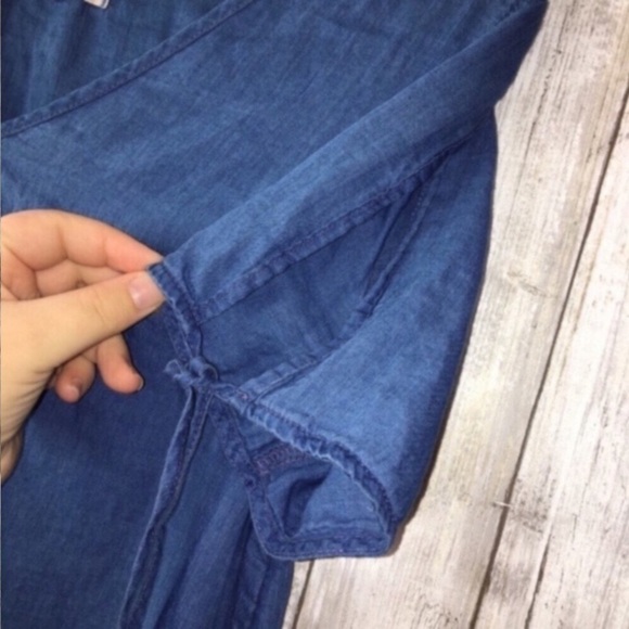 Madewell Blue Tie Sleeve Blouse - Picture 3 of 5